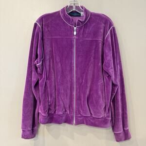 Vintage Velour Tracksuit Jacket Women Medium‎ Purple Zip Up McBling Y2K Retro